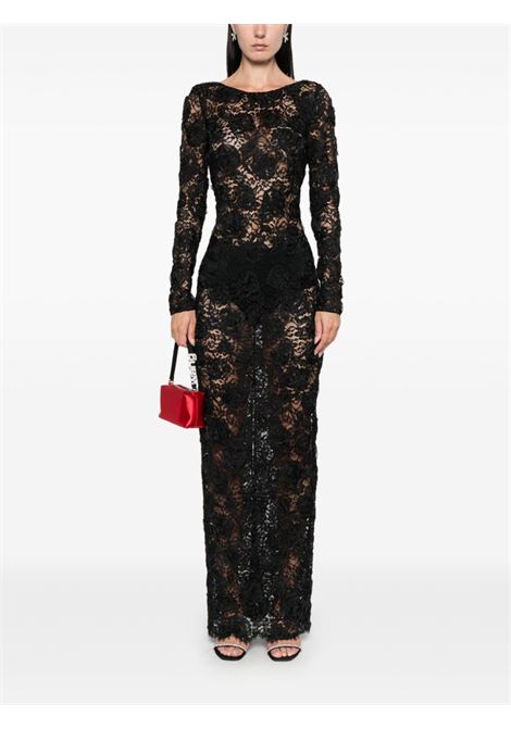 Abito lungo in pizzo chantilly in nero Alessandra Rich - donna ALESSANDRA RICH | FABX3924P44510900